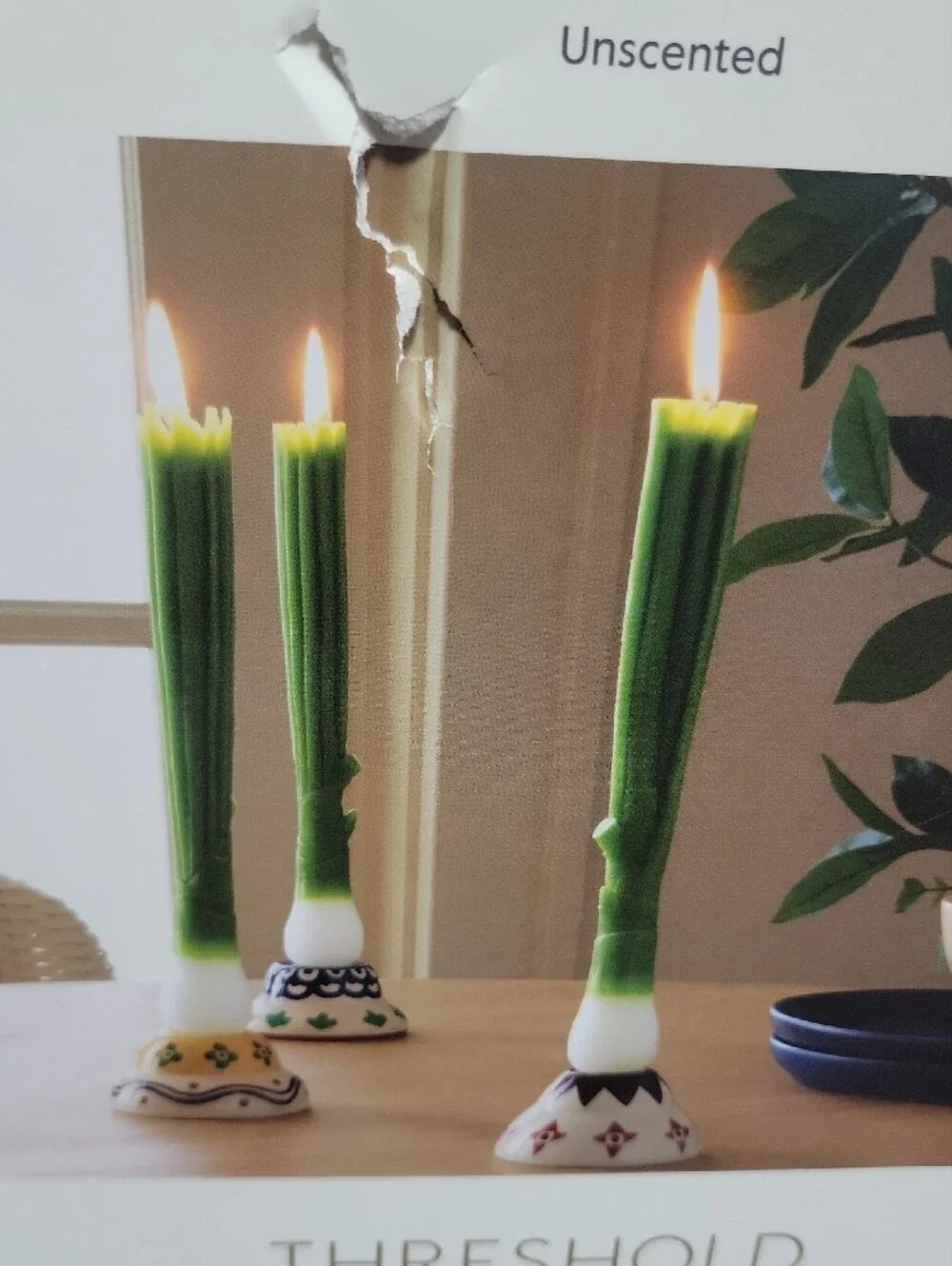 Threshold Green Onion Taper Candles 3 Piece